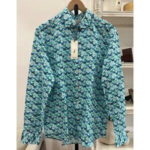 Drumohr Happy Crabs Linen Printed Button Down Shirt Size Large Casual
